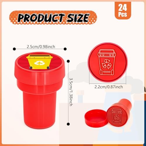 Cinrobiye 24 Pcs Garbage Truck Stampers Party Favor Set, Cute Waste Truck Stamps for Kids Birthday Party, Classroom Rewards, City Vehicle Toys, Goody Bag Fillers, Transportation Themed Party Supplies - Image 2