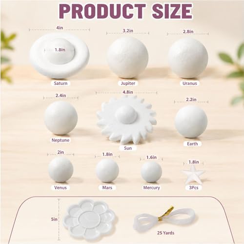Hanging Solar System Project Kit, DIY Solar System Model Kit with Foam Planets, Foam Stars, Space Science Craft Kit for School Projects & STEM Learning - Image 2