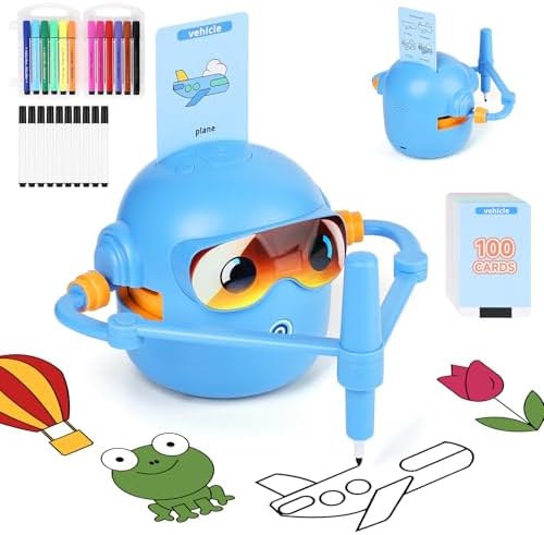 Smart Drawing Robot for Kids, Smart Painting Learning Robot Toys, Interactive Educational Drawing Machine with 100 Cards for Ages 3-8 Years Old Girls Boys (Blue) by PlaytotheExtreme
