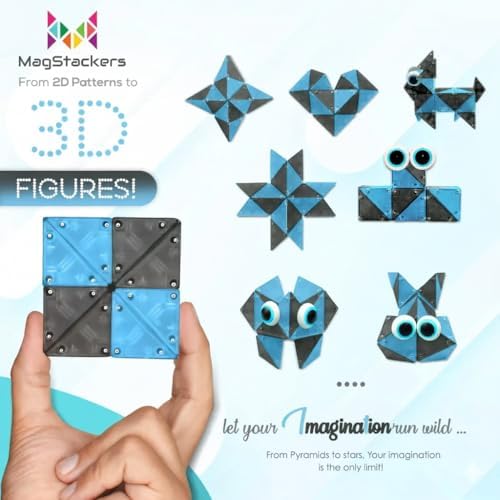 MagStackers Magnet Fidgets for Kids - 22 Pc Magnetic Tiles Toy Building Set with Tetrahedron and Tripyramidal Magnet Blocks for 5+ Years - Reduce Fidgeting and Create 1000+ Fun Creatures and Designs - Image 2