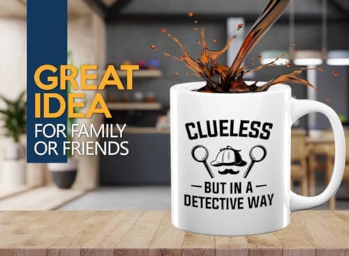 Detective Coffee Mug 11oz White Clueless Quote Police Officer Gift - Image 2