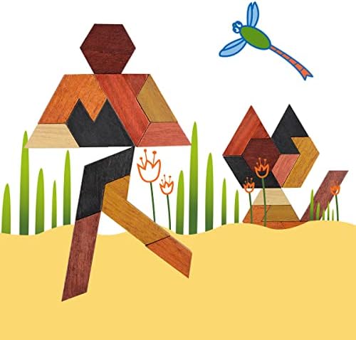 KINGOU Wooden Hexagon Tangram Brain Teaser Puzzle - Image 5