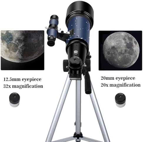 Telescopes, Telescope for Kids and Adults Beginners, 70mm Aperture 400mm Focus Length Refractor Travel Telescope with AZ Mount for Observe The Moon and Landscape - Image 3