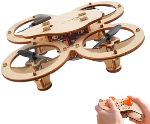 DIY Wooden Drone Assembly Kit, Wooden Drone Building Kit, Remote Control Mini Quadcopters, DIY Assembly Drones with 4-Axis Flight, Creative Building Model for Kids and Adults (1 PCS) by Unknown