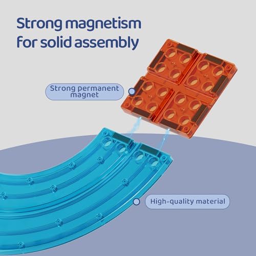 Magnetic Tiles Race Car Track Set STEM Engineering Slot Cars on Flexible Car Tracks 63PCS Educational Magnet Building Blocks Magnetic Car Toys for Kids - Image 4