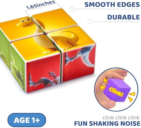Pairez Toys Magnetic Blocks for Toddlers, Dinosaur Toys Puzzle Cubes for Kids, Sensory Toys for Kids Ages 1-3 Year Old Boys & Girls, 6 Dinosaur Building Ideas - Image 4