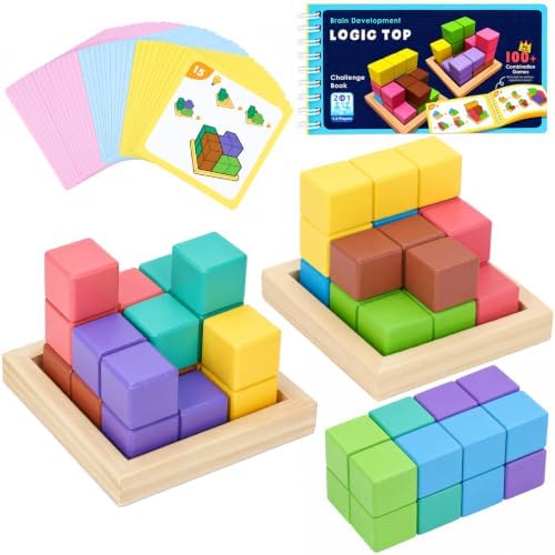 3D Puzzle Game with 100 Challenge, Wood Brain Teaser Puzzle for Kid by Learn2M