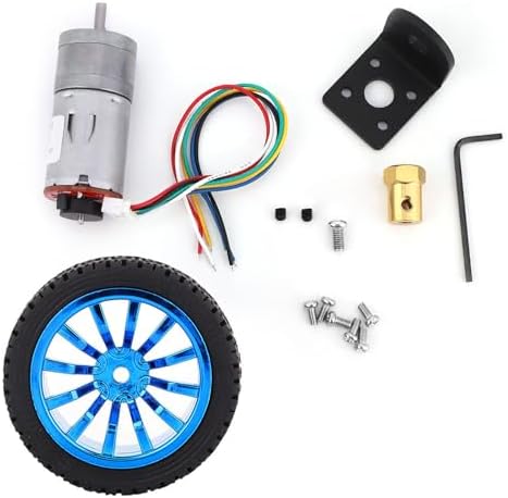 DIY Encoder Gear Motor with Mounting Bracket 65mm Wheel Kit, JGA25-371 Metal Gears DC12V for Smart Car Robot Printer Machinery Equipment (Speed ​​40) by Hapivida