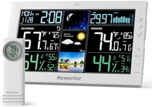 Newentor Weather Station Wireless Indoor Outdoor, Upgraded White, 1 Sensor by Newentor