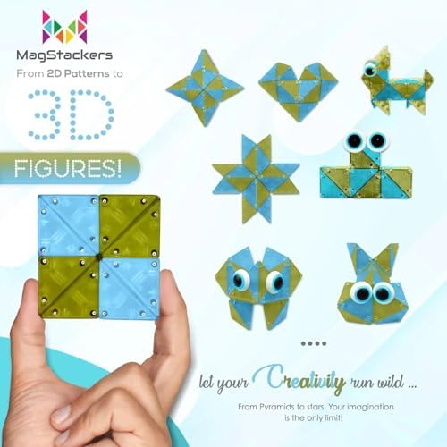 MagStackers Magnet Fidgets for Kids - 22 Pc Magnetic Tiles Toy Building Set with Tetrahedron and Tripyramidal Magnet Blocks for 5+ Years - Reduce Fidgeting and Create 1000+ Fun Creatures and Designs - Image 2