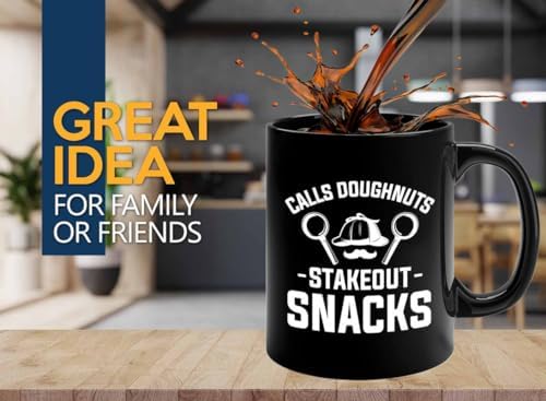 Detective Coffee Mug 11oz Black Stakeout Snacks Quote Police Officer Gift - Image 2