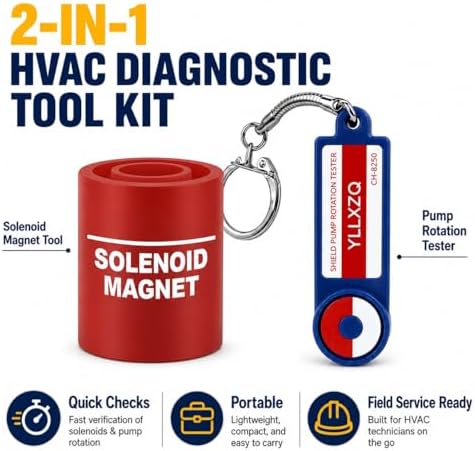 2-in-1 HVAC Diagnostic Tool Kit, 18mm Solenoid Magnet Tool & Pump Rotation Tester, Solenoid Valve Troubleshooting Magnet, AC Magnetic Field Detector, Rotation Checker for Valves(Red) - Image 3