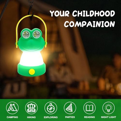 Outdoor Equipment LED Camping Lantern for Kids Age 6+, Battery Powered Night Light, Theme Gift for Children's Day, Birthday, Frog Style Lightweight Tent Lamp (Battery NOT Included) - Image 4
