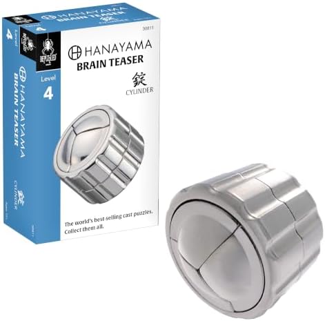 BePuzzled |Cylinder Hanayama Metal Brainteaser Puzzle Mensa Rated Level 4, for Ages 12 and Up by BePuzzled