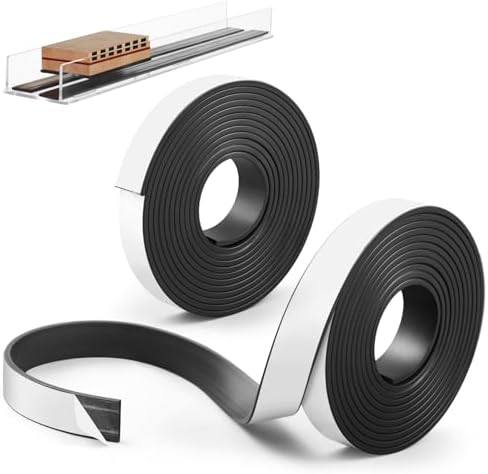 Sabary 2 Roll Monopolar Magnetic Tape 10 feet x 0.8 Wide x 0.12 Thick with Strong Adhesive Backing Anisotropic Flexible Magnetic Strip for Maglev Train Science Project by Sabary