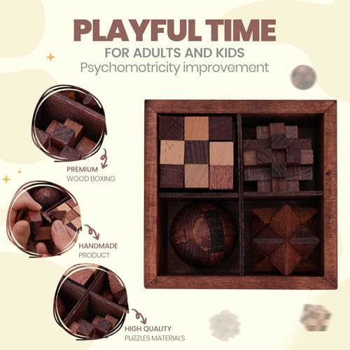 Mytothfy Wooden Brain Teaser Puzzles for Adults Teens, 3D Puzzle Game Toys - Image 3