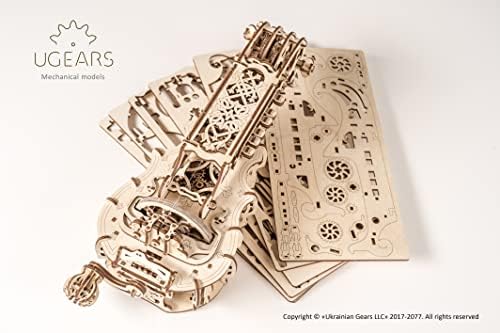 UGEARS Hurdy-Gurdy Musical Instrument 3D Wooden Puzzles for Adults - Wooden Model Kits for Adults Medieval Hurdy Gurdy Instruments Folk Instruments for Adult Brain Teaser, Hobby Set - Image 3