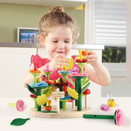 Wooden Flower Garden Building Toys for Kids, STEM Educational Activity Preschool Kit Gift for Boys Girls Age 3 4 5 6 7 Years Old, Stacking Game for Toddlers Build a Bouquet Spring Gifts - Image 3