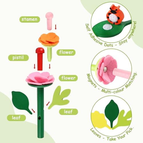 Wooden Flower Garden Building Toys for Kids, STEM Educational Activity Preschool Kit Gift for Boys Girls Age 3 4 5 6 7 Years Old, Stacking Game for Toddlers Build a Bouquet Spring Gifts - Image 2