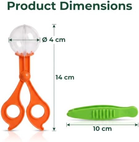 2Pcs Orange and Green Nature Exploration Tools Bug Insect Catcher Scissors Tongs Tweezers Clamp Cleaning Tool - Image 6