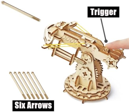 AriaPrec Wooden Catapult 3D Puzzle Kit with Zombie Target - DIY Ballista Model & Rubber Band Launcher, Creative Craft Decor for Adults & Teens - Image 2