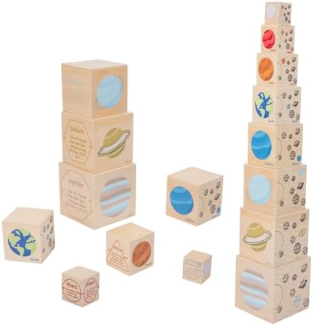 Wooden Solar System Nesting & Stacking Blocks, Planets Toy for Kids 3-5 by YunHeXinQiaoToysFactory