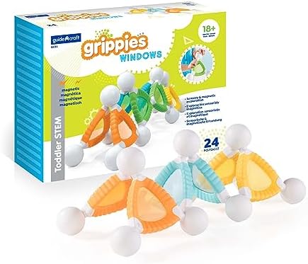 Guidecraft Grippies Windows - 24 Piece Set, Stem Soft Grip Magnetic Building Toy for Toddlers by Unknown