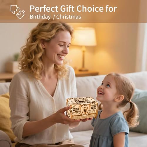 3D Wooden Puzzles for Adults, Treasure Box, DIY Mechanical Model Kits for Adults and Kids to Build, Creative Gift for Women or Men Birthday, Christmas (Treasure Box) - Image 4