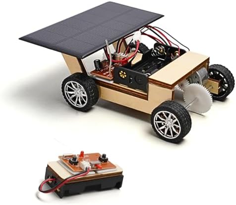 Solar-Powered Car V1, Wooden STEM Kit with Wireless Remote Control for Boys and Girls, Hybrid Powered by Solar Power and Batteries, Educational Motor Toy Gift for Kids Aged 8-12 by PicaToys