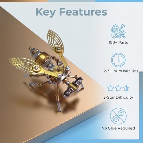 Steampunk Drosophila Insect 3D Metal Puzzle Model Mechanical Kits 2-3 Hours to Build DIY Assembly for Men Ideal for Gifts and Decorations (Drosophila melanogaster) - Image 6