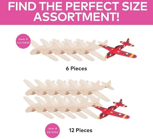 Fun Express DIY Unfinished Wood Airplane Kits Set of 12 - Image 3