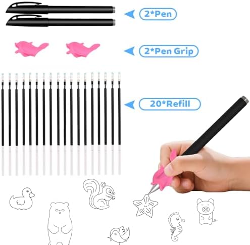 Magic Pens & Refills for Grooved Handwriting Workbooks,Disappearing Ink Pens for Handwriting Book,Magic Ink Pen for Grooved Handwriting Practice for Kids or Grooved Writing Books 3-5 - Image 3