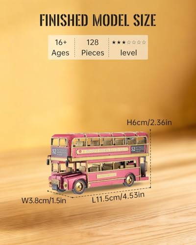 Piececool 3D Metal Puzzles Double-Decker Bus Metal Model Kits for Adults Collectible Interactive DIY Building Model,Desk Decor, Engineering Gifts for Men Teens 16+ - Image 5