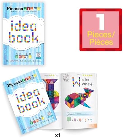 PicassoTiles Magnetic Tile Idea Book, 300 Builds Illustrated Guide, Ages 3+ - Image 3