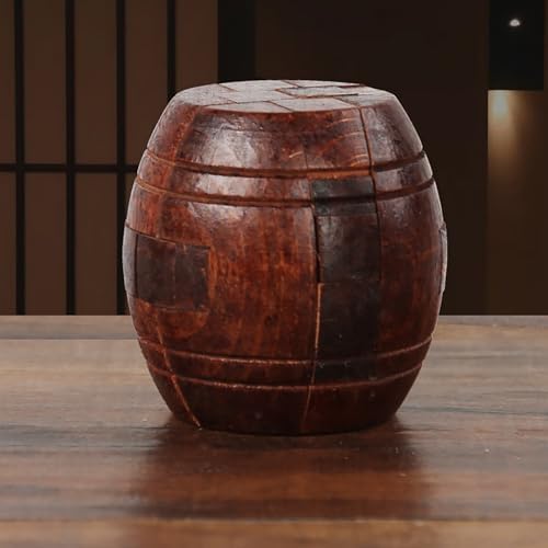 Handmade Powder Keg Wooden Puzzles Interlocking 3D Brain Teaser Puzzles Hidden Passage Mechanical Puzzle Magic Toy IQ Games 3D Puzzles for Kids and Adults (Rosewood) - Image 2