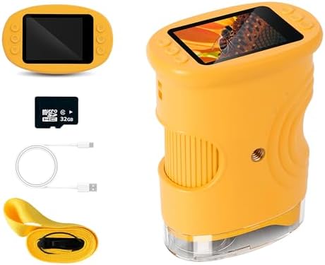 Mcbazel 1000X Handheld Digital Microscope for Kids, Rechargeable Mini Pocket Microscope with 2.0" IPS Screen, Toys Birthday Gifts for Girls Boys, Portable Edu Science Gift Age 4-12 by Mcbazel