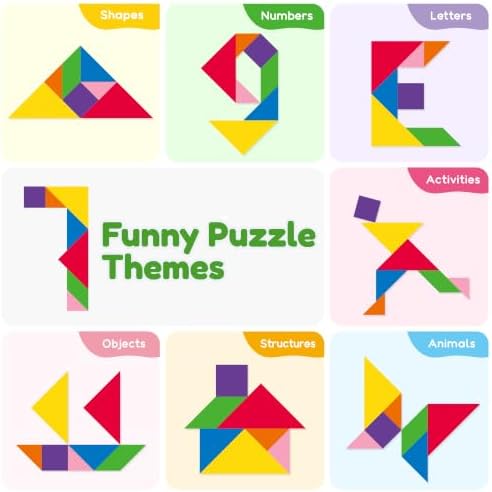 BenBen Magnetic Tangram Puzzle, Wooden Travel Toys Ages 4-8 8-12 - Image 6