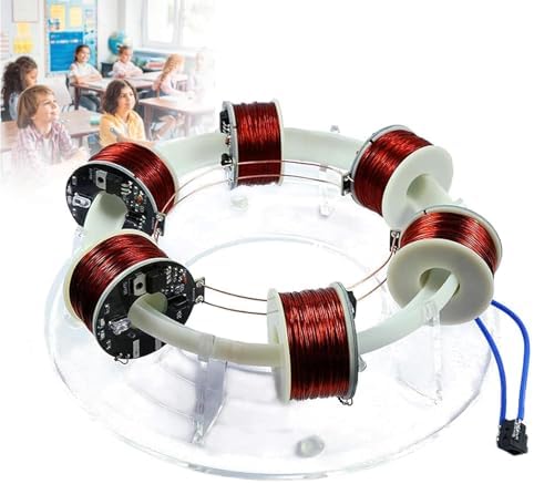 6 Coils Ring Electromagnetic Accelerator, Brushless Motor Cyclotron Model with 940nm Independent Circuit Board, 23cm Circular Track and Copper Coil, Quick Response for Lab by Unknown