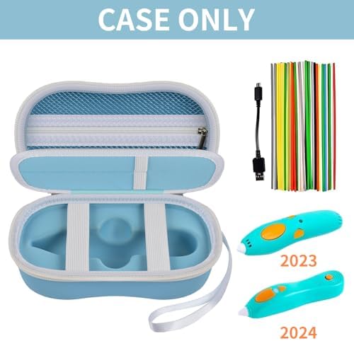 Case Compatible with 3Doodler Start+ Essentials (2024,2023), 3D Pen Set Storage with 4-Pockets Divider for Filament Refill Packs & USB Cable, Kids Art Activity Carrier Box (Case Only)-Blue - Image 2