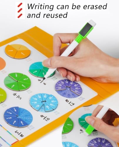 Magnetic Fraction Educational Puzzle for Kids, New Magnetic Fraction Tiles & Fraction Circles, Math Manipulatives Enhance Early Primary School Students Mathematical Skills(Hippo Style) - Image 3