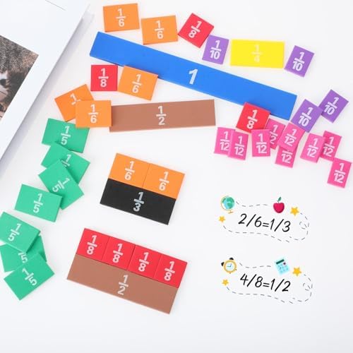 Sayglossy 30 Sets Fraction Tiles Set for Math Classroom Fractions Manipulatives Math Learning Manipulatives for Home School Supplies - Image 3