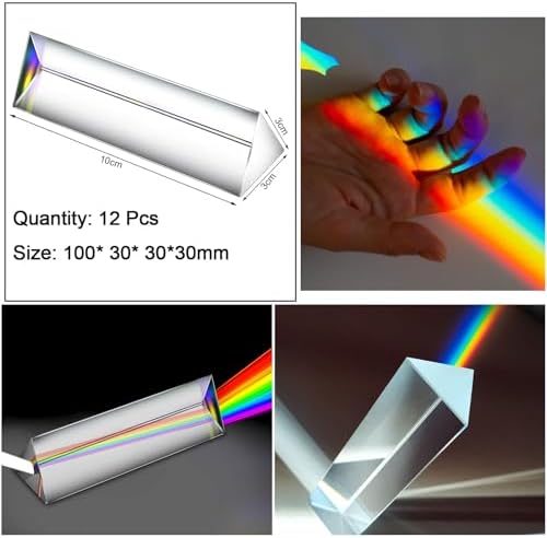 Kanayu 12 Pcs Clear Triangular Prism Optical Glass,4 Inch - Image 2