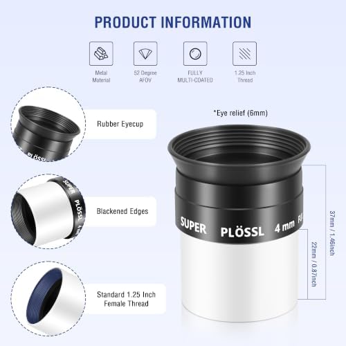 Astromania 1.25" 4mm Super Ploessl Eyepiece - The Most Inexpensive Way of Getting A Sharp Image - Image 2