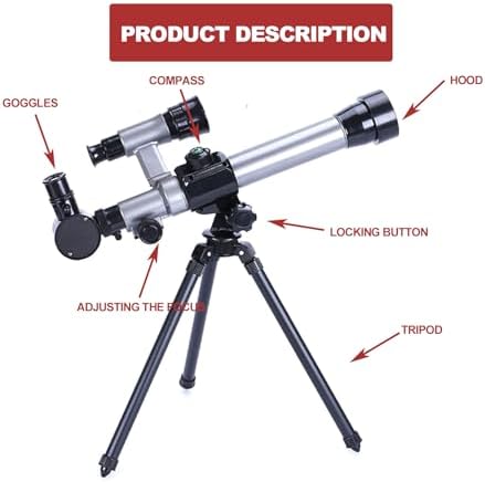Ideal Swan Telescope for Kids 8-12, 20x 30x 40x, Starter Spyglass Compass - Image 3