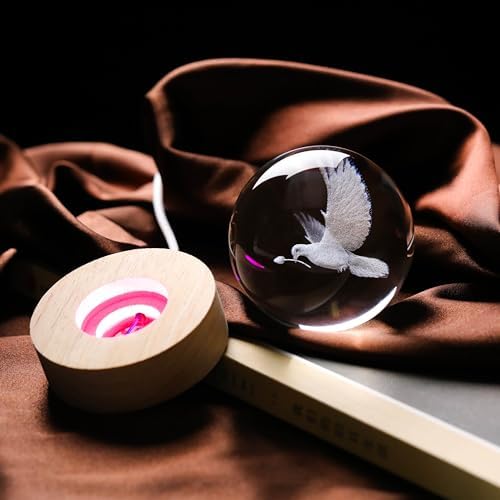 3D Dove Gifts for Women - Crystals Ball 60mm Glass Animals Figurine - Birthday Gift for Best Friend, Lovers Keepsake Paperweight - Image 4