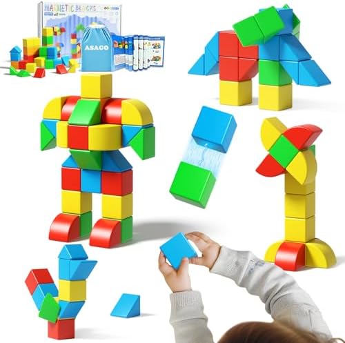 Magnetic Blocks for Kids Ages 1-3, Large Magnet Toys Toddler Building by ASAGO
