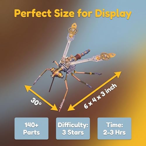 3D Metal Model Kits for Adult - Mechanical Mosquito-Building DIY Projects Insect Bug Hobby Kit Arts and Crafts Sets-Father's Day & Birthday Gift Ideas(Mechanical Mosquito Y) - Image 5