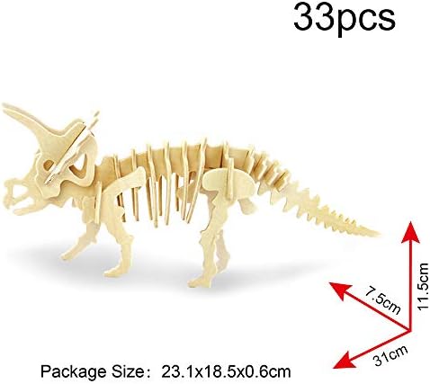 Georgie Porgy 3D Wooden Puzzles DIY Models Kits for Kids Dinosaur Airplane Woodcraft Construction Toys Pack of 6 (T-Rex Triceratops Spinosaurus Parasaurolophus Apatosaurus Stegosaurus) - Image 7