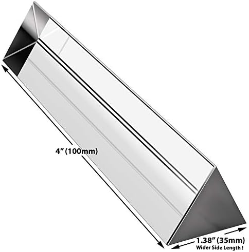 Amlong Crystal 4 inch Optical Glass Equilateral Prism for Teaching Light Spectrum Physics and Photo Photography Prism, 100mm - Image 2