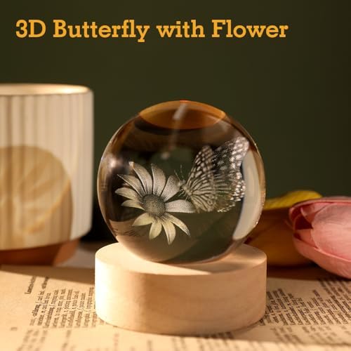 Butterfly Gifts for Women Her 3D Crystal Ball Butterfly in Glass Ball - Image 4